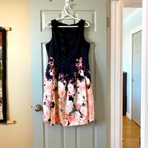 Midi Dress with Peach Flowers